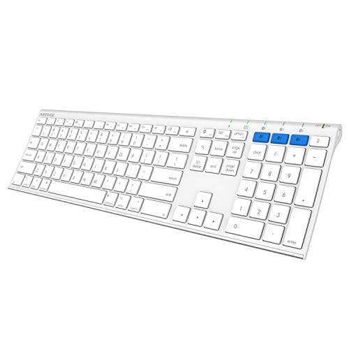 Arteck Mac Bluetooth Keyboard Multi-Device Stainless Steel Full Size Wireless Keyboard for iMac iMac Pro Mac Pro Mac mini MacBook iPad iPhone Mac OS iOS iPad OS Built-in Rechargeable Battery