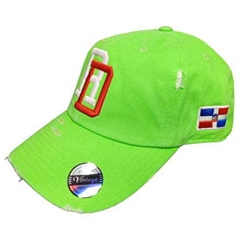 Adjustable Vintage Cap Dominican Republic RD and Shield Neon Green RD