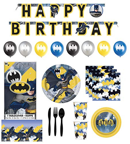 Batman Party Supplies Birthday Decorations And Tableware Serves 16 Guests Plates Napkins Cups Cutlery Balloons Table Cover And Banner