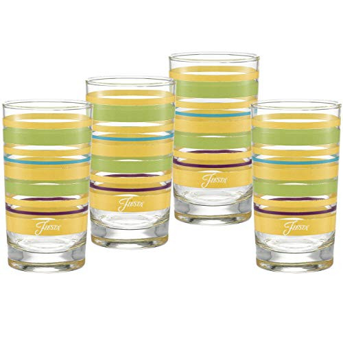 Officially Licensed Fiesta Stripes 7-Ounce Juice Glass Set of 4 Caribbean Sunset