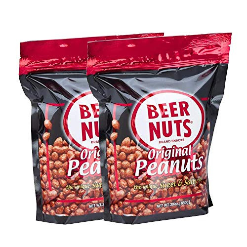 BEER NUTS Original Peanuts - Grab Bag - 30 oz Resealable Bag Pack of 2 Sweet and Salty Gluten-Free Kosher Low Sodium Peanut Snacks BEER NUTS Original Peanuts - Grab Bag - 30 oz Resealable Bag Pack of 2 Sweet and Salty Gluten-Free Kosher Low Sodium Peanut Snacks