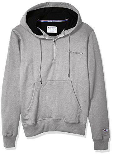 Champion Mens Powerblend 14 Zip Hoodie Oxford Gray X Large