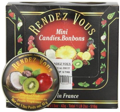 Rendez Vous Candies Tropical Fruit 1_5-Ounce Tin Pack of 12 Rendez Vous Candies Tropical Fruit 1_5-Ounce Tin Pack of 12