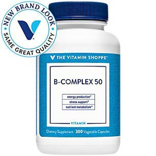 BComplex 50  Supports Energy Production Nervous System Function Nutrient Metabolism  Excellent Source of B1 B2 B6 B12 Niacin Folic Acid Biotin 300 Veggie Caps by The Vitamin Shoppe