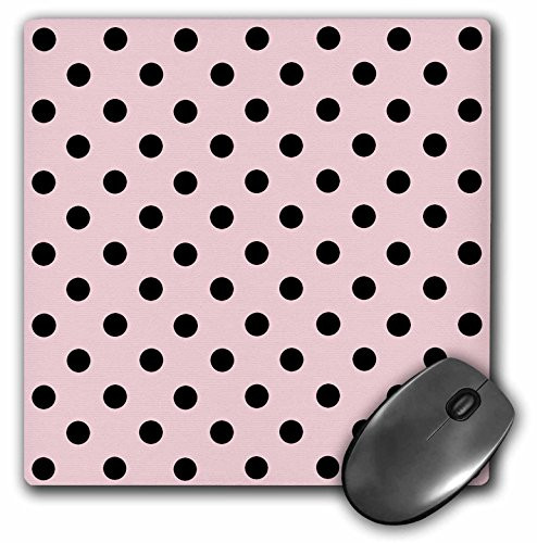 3dRose LLC 8 X 8 X 0.25 Inches Pale Pink and Black Polka Dot Print Mouse Pad (mp_24708_1)