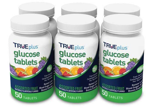 TRUEplus® Glucose Tablets Assorted Flavor Grape Raspberry Orange - 50ct Bottle - 6 Pack