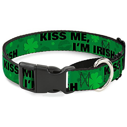 Buckle-Down MGC-W31109-WM Kiss Me Im Irish CloversKisses GreensBlack Martingale Dog Collar Medium