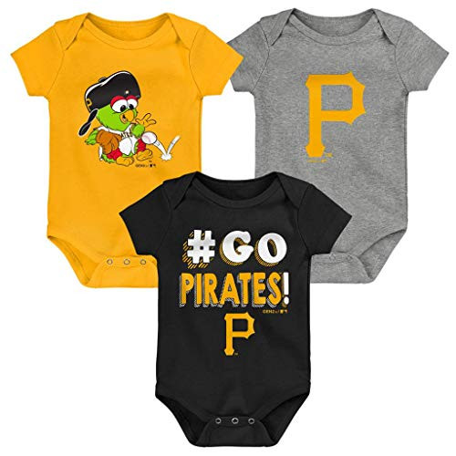 Outerstuff MLB Newborn Infants Born to Win 3 Piece Creeper Bodysuit Set Pittsburgh Pirates 12 Months
