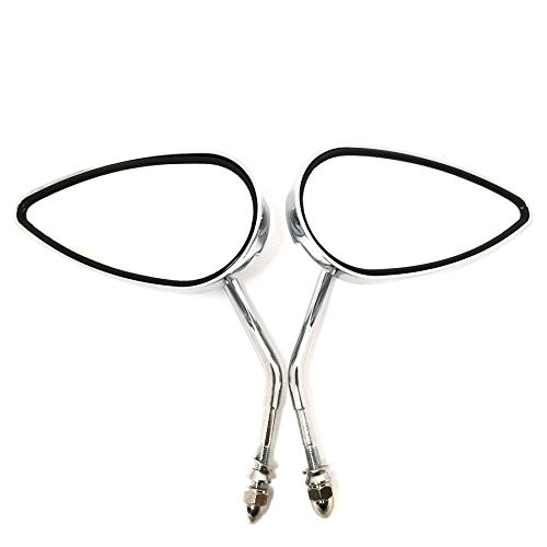 SMT-Chromed Aluminum Teardrop Mirrors Compatible With Harley Sportster Dyna Touring Dyna Wide Glide EFI FXDWGI Motorcycle B00XIRV9K2