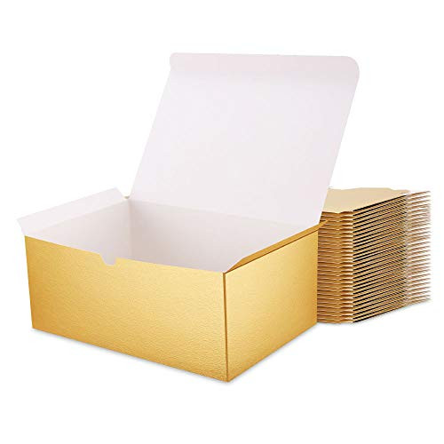 MALICPLUS 30 Gold Gift Boxes 9_5x6_5x4 Inches Premium Gift Boxes Bridesmaid Proposal Boxes Paper Gift Boxes with Lids for Light Weight Gifts Crafting Cupcake BoxesEmbossing Gold
