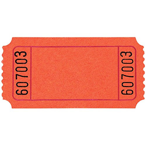 Amscan 341322 Fun-Filled Blank Orange Ticket Roll, 1" x 2"