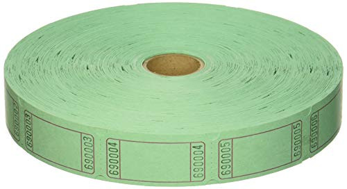 Amscan 341321 Fun-Filled Blank Green Ticket Roll, 1" x 2"