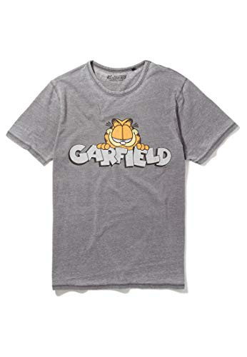 Recovered Garfield Vintage Peeking Logo Mid Grey T-Shirt Size M