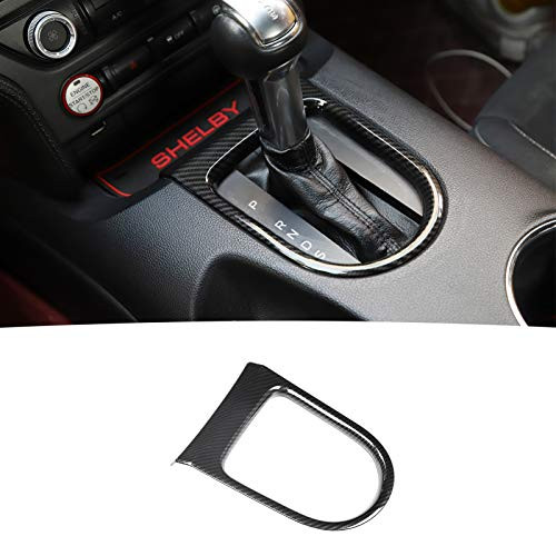 RT-TCZ Gear Shift Panel Frame Cover Interior Trim Sticker Accessories for Ford Mustang 2015 2016 2017 2018 2019 2020 Carbon Fiber Grain