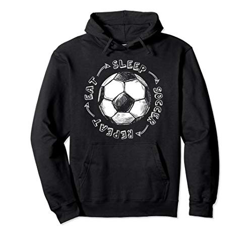 Kids Eat Sleep Soccer Repeat Gift - Funny Boys Youth Player Pullover Hoodie