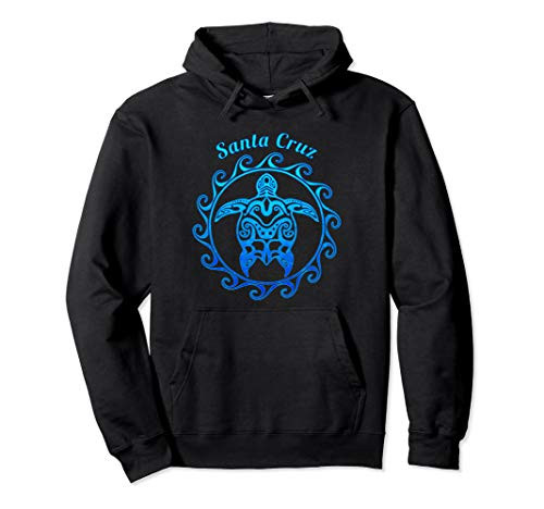 Santa Cruz California Ocean Blue Tribal Turtle Pullover Hoodie