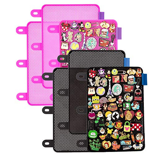 My Pin Collection - Set of 6 Enamel Pin Trading Pages  Adjustable Tabs for Organization Display and Trade Your Disney Pins Fits Standard 3 Ring Binder wo Sagging - BlackPink Pins Not Included