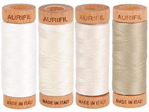 Aurifil 80wt Egyptian Cotton Thread 4 306 Yards 280 Meters Spools Colors Natural White No_ 2021 Chalk No_ 2026 Muslin No_ 2311 Stone No_ 2324