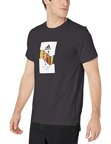 adidas Mens Global Citizens Hi-Lo Graphic Tee Black Medium