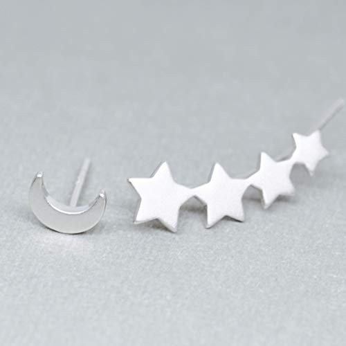 Stars and Moon Mismatched Earrings in Sterling Silver 925