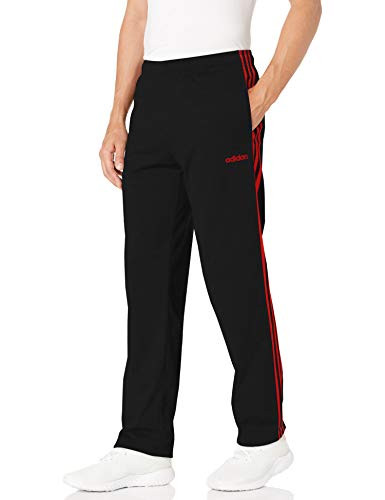 adidas Mens Essentials 3-Stripes Regular Tricot Pants BlackScarlet X-Large