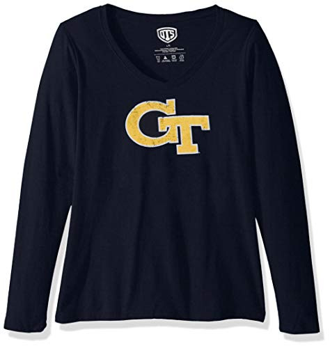 OTS NCAA Georgia Tech Womens Rival Long Sleeve Tee Distressed Logo X-Large