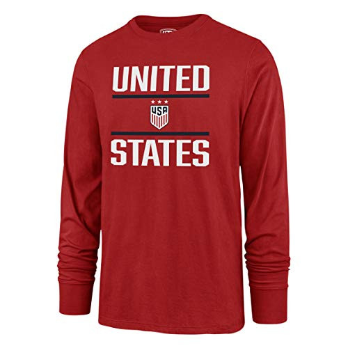 OTS World Cup Soccer U_S_ Womens Soccer Team Mens Rival Long Sleeve Tee Double Bar Red X-Large