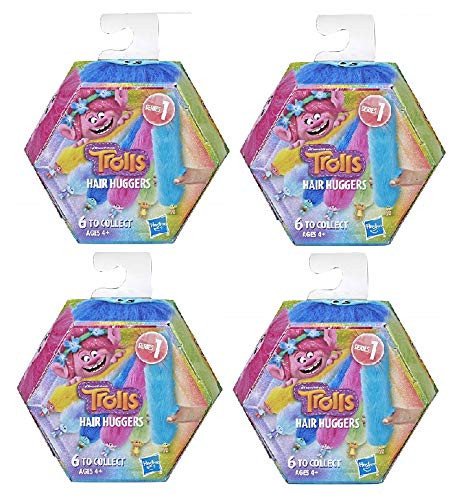 Trolls Hair Huggers DreamWorks Series 1 Lot Bundle of 4 Blind Boxes