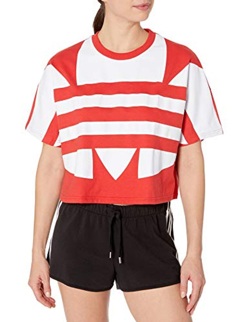 adidas Originals Womens Large Logo T-Shirt Lush RedWhite XS adidas Originals Womens Large Logo T-Shirt Lush RedWhite XS