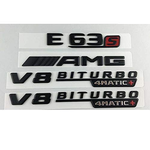 miling Black E63S Fit AMG V8 BITURBO 4MATIC Trunk Fender Badges Emblems for AMG