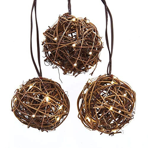 Kurt S_ Adler Kurt Adler 50 5-Piece Rattan Ball Warm White Fairy Novelty Light Set Multi 10 Ft