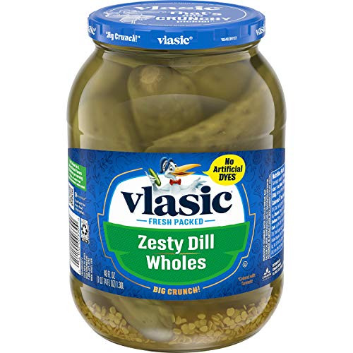 Vlasic Whole Zesty Dill Pickles Keto Friendly 6 - 46 FL OZ Jars Vlasic Whole Zesty Dill Pickles Keto Friendly 6 - 46 FL OZ Jars