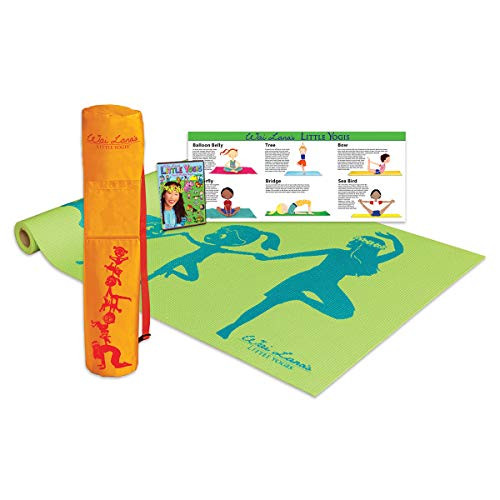 Wai Lana Little Yogis Eco Tote Kit - Award Winning Little Yogis DVD Kids Size 18 Inch Thick Mat Tote Cartoon Yoga Poster