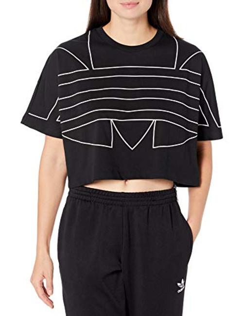 adidas Originals womens Large Logo T-Shirt BlackWhite Medium adidas Originals womens Large Logo T-Shirt BlackWhite Medium