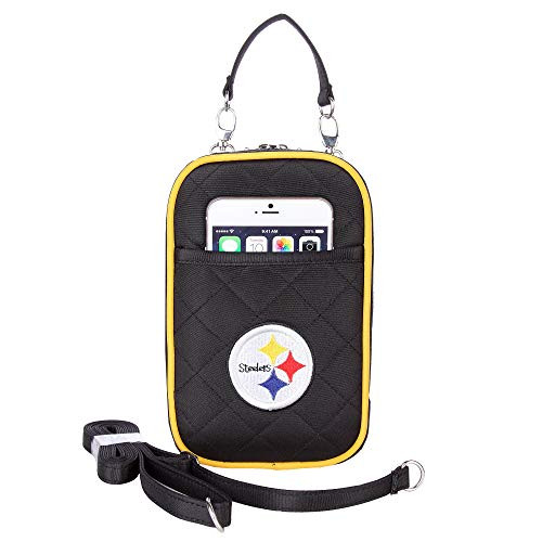 NFL Pittsburgh Steelers Womens Crossbody Bag Quilt-Embroidered Logo-Fits All Phones by Little Earth NFL Pittsburgh Steelers Womens Crossbody Bag Quilt-Embroidered Logo-Fits All Phones by Little Earth