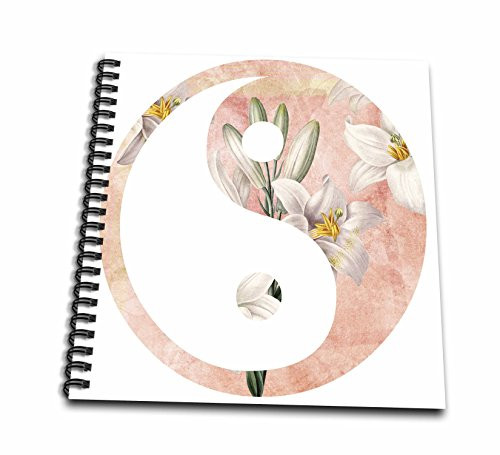 3dRose db-110517-1 White Lilies Yin Yang-Zen Art-Drawing Book 8 by 8-Inch