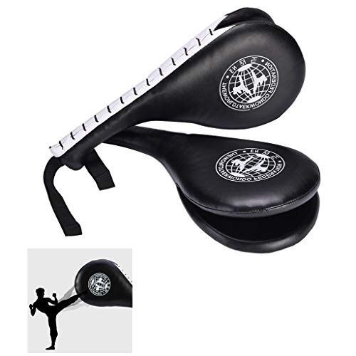 Taekwondo Double Kick Pad Target Tae Kwon Do Karate Kickboxing Training TKD Kicking Pad Practice Kick Target Training Double Face Kick Foot Pad Martial Arts Equipment Sporting Goods Paddle - Black