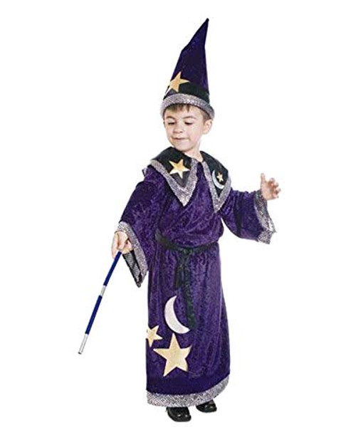 Dress Up America Wizard Costume for Kids - Warlock Robe and Set for Boys Purple