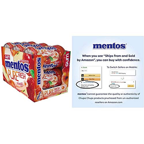 Mentos Sugar-Free Chewing Gum Red Fruit Lime 50 Piece Bottle Bulk Pack of 6   Pure Fresh Sugar-Free Chewing Gum with Xylitol Watermelon 50 Piece Bottle Bulk Pack of 6