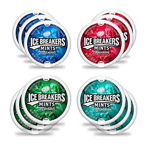 Ice Breakers Mint Variety Mix - Cinnamon Wintergreen Coolmint   Spearmint Pack of 12 by CandyLab