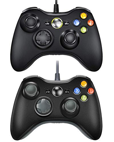 VOYEE Wired Controller for Microsoft Xbox 360   SlimPC Windows 10 8 7  Upgraded Black Gray - 2 Pack