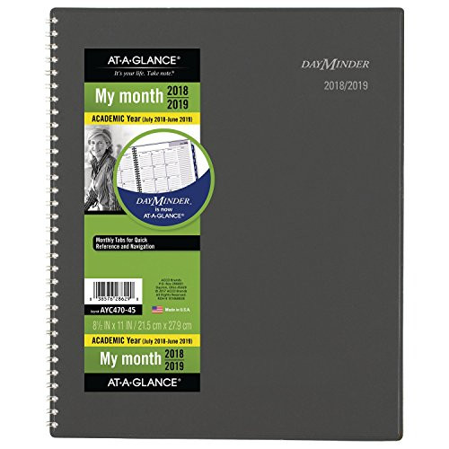 at-A-Glance 2018-2019 Academic Year Monthly Planner, Large, 8-1/2 x 11, DayMinder, Charcoal (AYC47045)