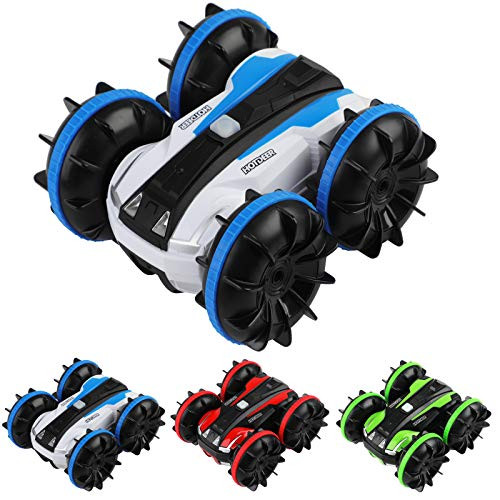 JUSTDOLIFE Remote Control Car 2_4Ghz Land Water RC Toy Car Amphibious RC Car Hobby Racing Car RC Vehicle Kids Toy with Two Rechargeable Batteries for Christmas Birthday Party