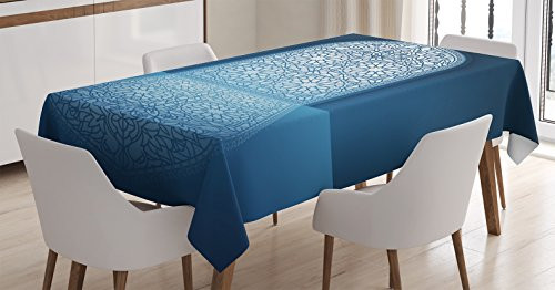 Arabian Tablecloth by Ambesonne Doors of Antique Building Grace Faith Themed Tribal Ethnic Illustration Print Dining Room Kitchen Rectangular Table Cover 52 W X 70 Inches White Turquoise