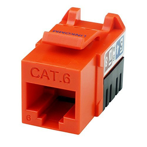 LINKOMM 25-Pack RJ45 Cat6 Slim Profile UTP Unshielded Keystone Jack with Punch-Down Palm Holder Orange