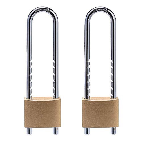 Solid Brass Keyed Padlocks 2 inch Wide Body 2 Pack Keyed Alike Locks with Removable Adjustable-Length Shackle