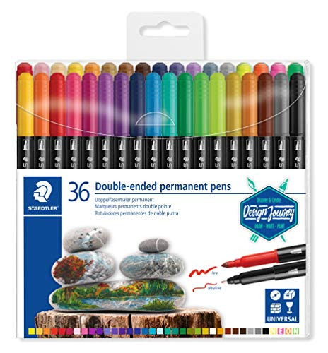 Staedtler Double-Ended Permanent Pens Ideal for marking and drawing on almost anything 36 Assorted Colors 3187 TB36