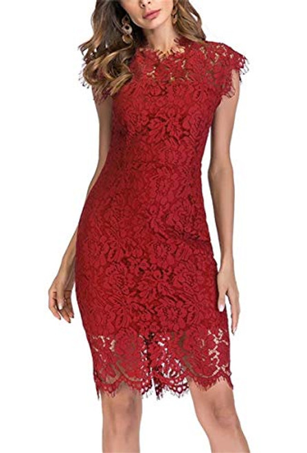 Womens Sleeveless Floral Lace Slim Evening Cocktail Mini Dress for Party DM261 Red M Womens Sleeveless Floral Lace Slim Evening Cocktail Mini Dress for Party DM261 Red M