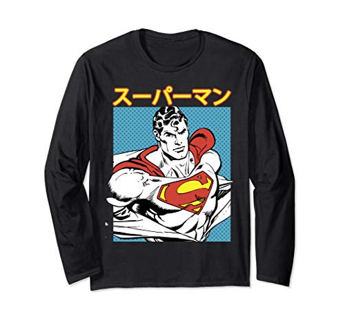 DC Comics Superman Kanji Comic Portrait Long Sleeve T-Shirt