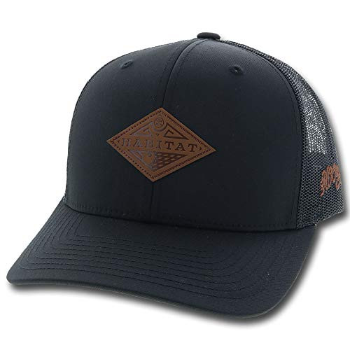 HOOEY Mens Graphite Habitat Leather Patch Ball Cap Black One Size